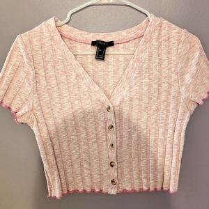 Pink knit crop top